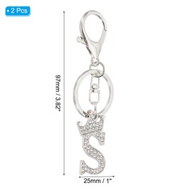 [PATIKIL] Initial Letter Keychain 2pcs Letter S Crown Desert Charm Crystal Diamond Decorated Alphabet Pendant for Bag Backpack DIY Craft Silver Tone