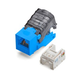 trueCABLE Cat6A Toolless Keystone Jack, Unshielded (UTP), PoE++ (4PPoE) 100W, UL Listed, ETL Verified, ANSI/TIA Certified, Modular RJ45 Female, Blue, 2 Pack