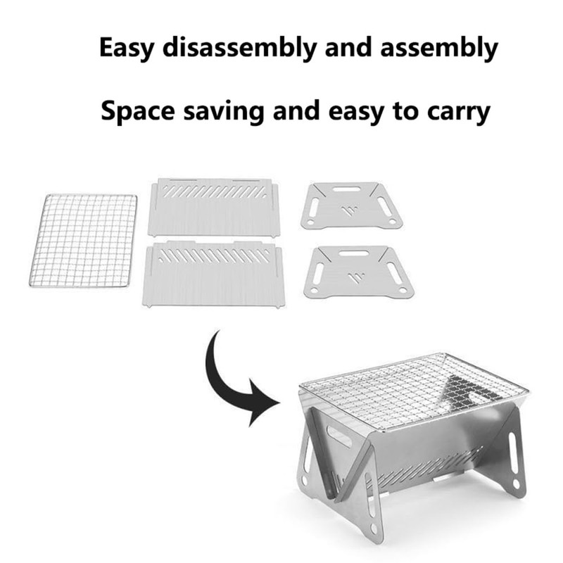 Hbluefat 12In Mini Stainless Steel Folding Campfire Grill, Detachable Small