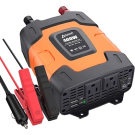 Ampeak 400W Power Inverter 4.8A Dual USB Ports 2 AC Outlets Car Inverter DC 12V to AC 110V 11 Protections for Devices