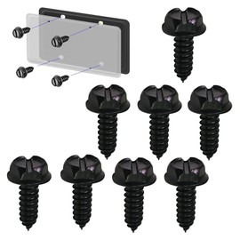 PenFot 8 PCS License Plate Frame Screw Kit, 304 Stainless Steel Self-Drilling Mounting Bolts, Rust-Proof Screw Snap Fasteners, Universal Fit for Most Cars (Black)