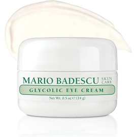 Mario Badescu Crema glicólica para ojos antienvejecimiento cuidado de la piel para líneas finas y arrugas, humectante para ojos durante la noche con vitamina E, AHA y manteca de cacao para piel mixta o seca, 14 gr (paquete de 1)