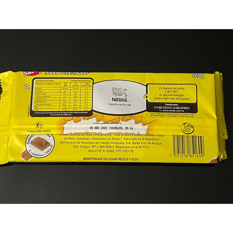 Nestlé CriCri Chocolate con Leche y Tostaditas de Arroz Paq