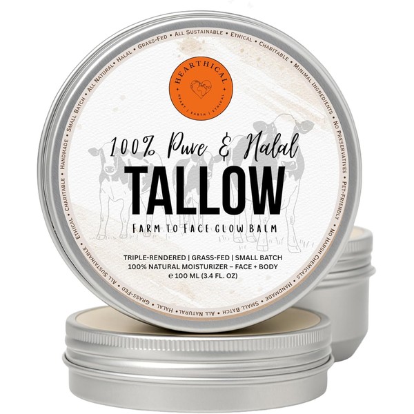 All Natural Beef Tallow Skincare Balm: Grass-Fed, Triple-Rendered Tallow Face