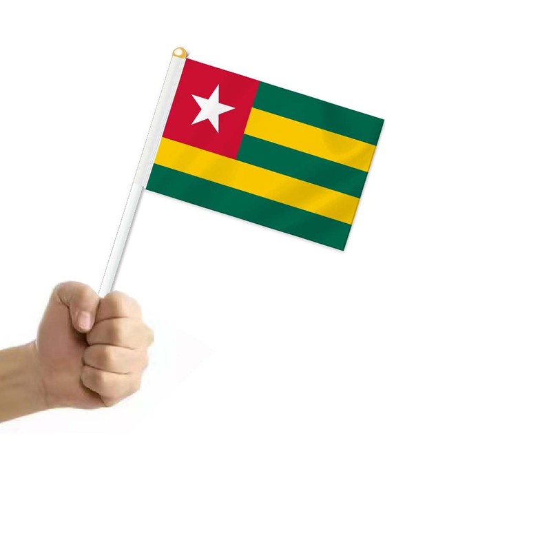 25 PCS Togolese Handheld Small Flag, Togolese Hand held Mini