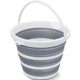 Goderewild Collapsible Bucket Mop Bucket 2.6 Gallon(10L) for House Cleaning, Travel, and More - Lightweight, Foldable, and Portable for Outdoor Adventures(Grey-Round)