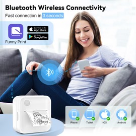 Label Maker Machine - Portable Label Printer, Mini Thermal Printer for Home, Office, Organization, Small Business, Bluetooth Sticker Printer for Phones, Sticker Maker for Kids School Items