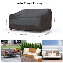 Mrrihand Heavy Duty Patio Sofa Cover Waterproof, 2-Seater Outdoor Sofa Loveseat Cover, Outdoor Patio Furniture Cover with Air Vent and Handles, 60" W×34" D×30" H, Black