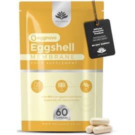 Eggshell Membrane Capsules Ovomet® - 300mg | 60 Vegetarian Capsules | Pure Eggshell Membrane with a High Degree of Purity - Joint Supplement | Sustainably Sourced - Made in The UK by Hellenia