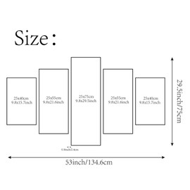 CREATCABIN 5 Pieces Canvas Wall Art Cherry Blossom Flower Prints Oxford Cloth Snow Mountain Spiritual Hanging Wall Decor Modern Artwork Painting for Home Office Gallery Unframed 53 x 29.5 Inch