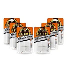 Gorilla 3044111 Mounting Tape Squares Crystal Clear (Pack of 6)
