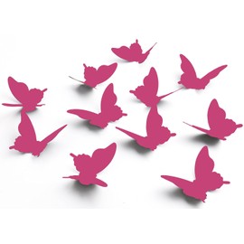 Jaamso Royals '3D Butterflies' Wall Stickers (Vinyl, 70 cm x 0.1 cm x 70 cm, Dark Pink, Set of 60)