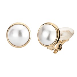 Traveller 113364 Women's Clip Earrings 10 mm Pearl 22 Carat Gold-Plated White
