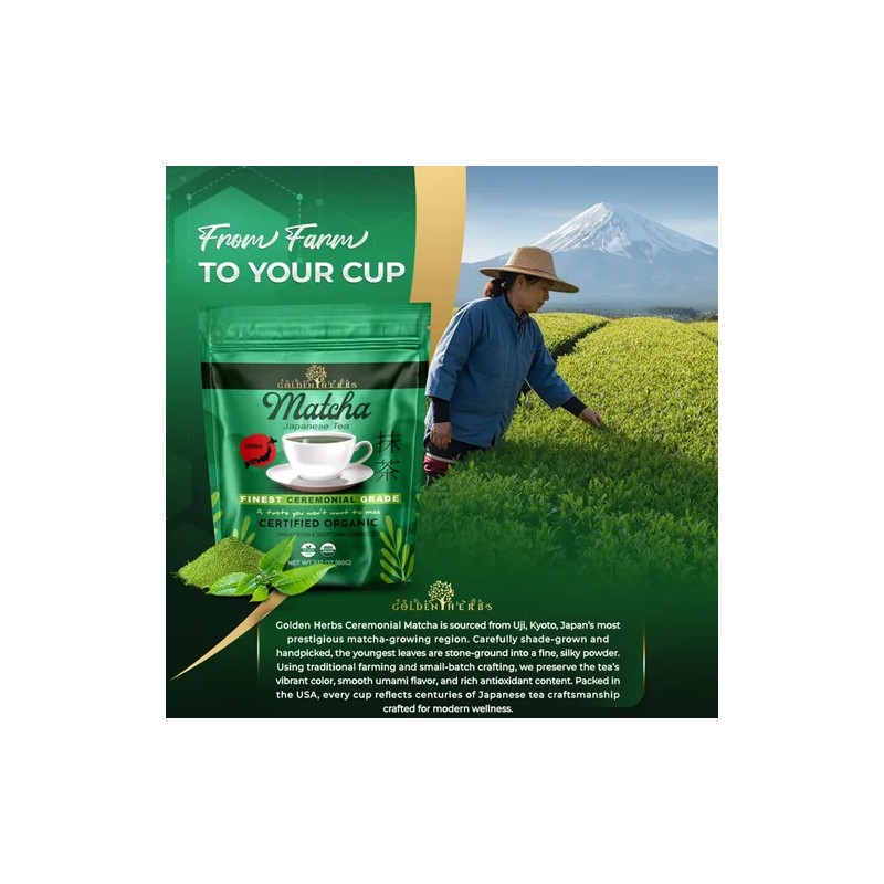 Golden Herbs Té Verde Matcha Orgánico Organic Ceremonial Matcha Green