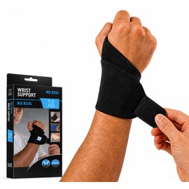 Muñequera Deportiva Ajustable de Compresión con Velcro, Soporte Firme para Entrenamiento y Uso Diario (Negro)