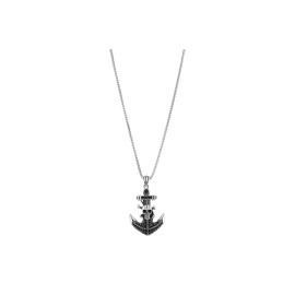 Ed Hardy Men's Stainless Steel Silver Anchor/Skull Pendant Necklace, 26 Inches