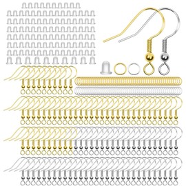 FCXQG 310 Pieces Earrings Craft Earring Hook Earrings Make Your Own Set 925 Earrings Make Your Own Set Hypoallergenic Earrings Make Your Own Set (Silver/Gold) Earrings Crafts