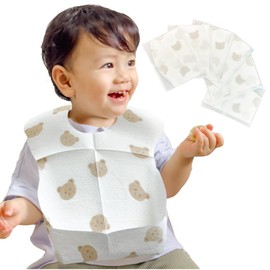 ichiiro Disposable Apron, Baby Meal Apron, Easy to Carry 50 Pieces/100 Pieces, Bie, Baby Apron, Paper Apron, Bear and Risu, Bear 50 Sheets