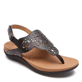 Rockport Women Ridge Circle Sling Slide Sandal, Black, 8 W US