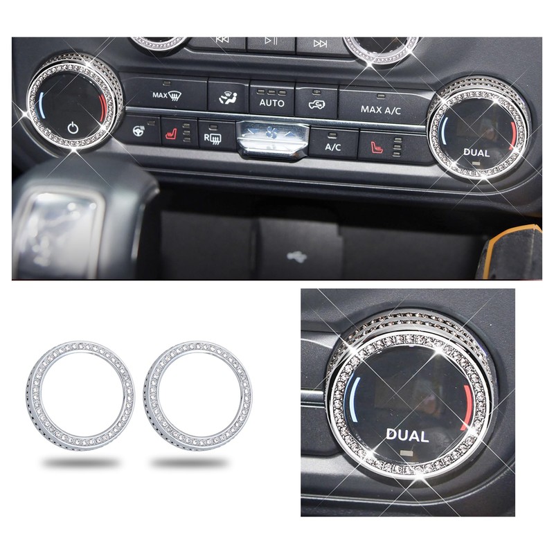 CONGCONG Bling AC Air Conditioning Knob Cover Crystal Accessories 2Pcs