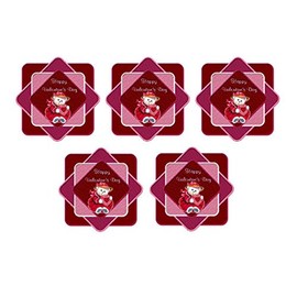 Valentines Day Craft Embellishments Card Making Toppers, Cute Bear x 5