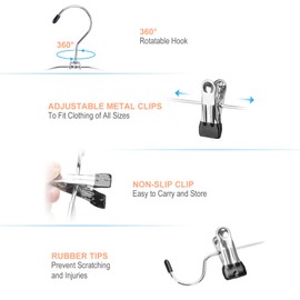 Fkamz 6 Tier Skirt Hangers Organizer, Metal Pants Hanger Space Saving with Adjustable Clips Holds 24 Skirts/Pants/Jeans/Shorts, 2 Pack Tank Tops Bra Hangers w/360°Rotating Hook