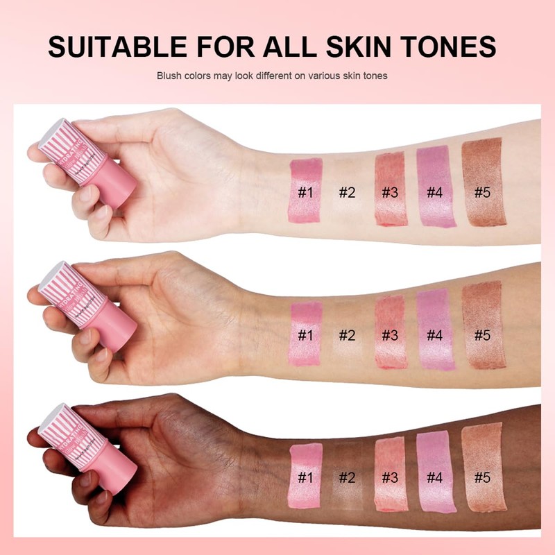 Cream Blush Stick, Natural Glow Finish Looking, Hydrating Lightweight Shiny