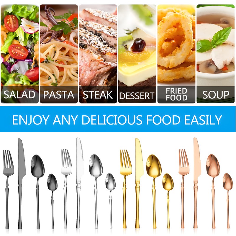 24-Piece Stainless Steel Utensils Set Include Forks Knives Spoons Silverware