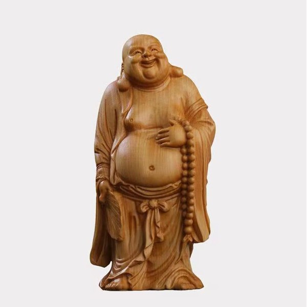 Hotei-like Figurine, Natural Cliff, Kashiwagi, 4.7 inches (12 cm), Wood Carving, Buddha Statue, Wood Carving, Money Luck, Amulet