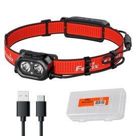 Fenix HP12R-T 1300 Lumen Rechargeable Running Headlamp – Split Battery Design, White/Neutral White/Red Light Modes with Lumentac Organizer (Red)