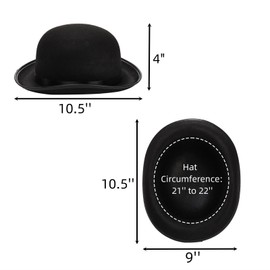 Eorbow 3 Pack Bowler Hat, 22" C Black Derby Hat, Felt Bolivian Costume Hat Accessories, Victorian Dress Up Hat for Big Kids, Teens