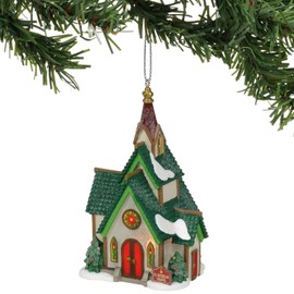 Department 56 North Pole Series Village St. Nicholas Chapel Hanging Ornament, 4.33 Inch, Multicolor