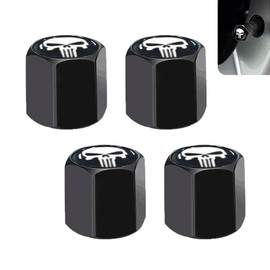MLY 4 PCS Car Tire Valve Caps Skull Design, Airtight Dust Proof Valve Stem Caps, Universal Tire Valve Stem Caps, Replacement Tire Caps for Cars Trucks Motorcycles Suvs Bikes (White)