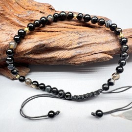 Apocalyptic-K Women's Natural Stone & 925 Silver/Gold Anklet, Natural Stone Anklet, Hand Woven Anklet (Adjustable Size), Stone 18K Gold stone, 18K Gold