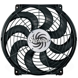 Flex-A-Lite Syclone Black S-Blade Reversible Electric Fan, Pusher-Puller Fan (398), Car Accessories, 16 Inches