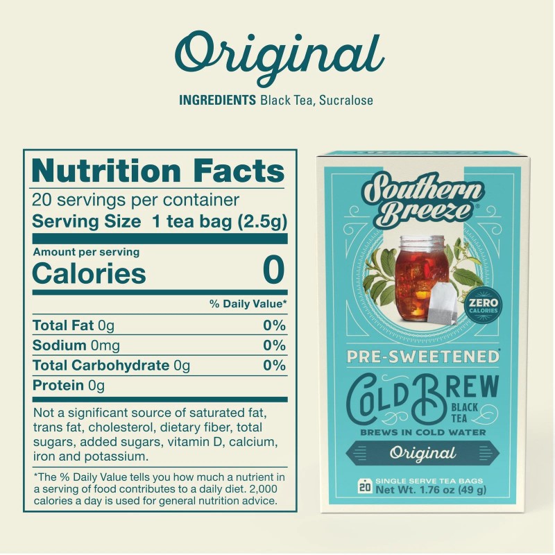 Southern Breeze Cold Brew Sweet Tea Zero Sugar 20 Count