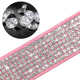 HALFSUMO Dog Collars for Dogs with Rhinestone Cute Dog Collar with Rhinestone Bow for Small and Medium Dogs, Pink S