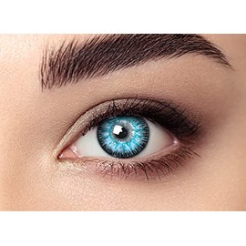 Libruver Colored Contact Container Soaking Storage Case Set for Party Daily With Lenses Inserter Suction Stick Kit, Aseries Blue