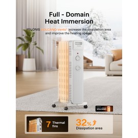 Pelonis Oil Filled Radiator Heater for Large Space, 2025 Upgraded, Space Heaters with 1500W Quiet Warmth Radiant Heater, 3 Heating Modes, Overheat & Tip-Over Protection, Adjustable Thermostat, White