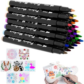 24 Fabric Pens and 7 Stencil - APOGO Fabric Markers Permanent Fabric Paint