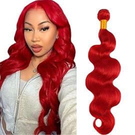 Lakaisa Body Wave Human Hair Bundles Red Human Hair Extensions Human Hair Weft Extensions Sew-in Hair Single Bundle Real Hair Low Shedding for Woman 30 Inches