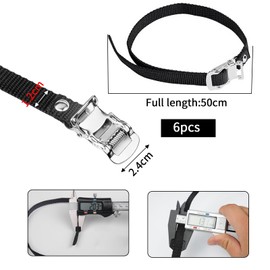 Pack of 6 Bicycle Pedal Straps, Bicycle Pedal Clips, Adjustable Bicycle Pedal Strap, Toe Clips Straps with Clamping Lock, Bike Pedal Straps Black for Exercise Spin Bike and Outdoor Bikes (50 cm)