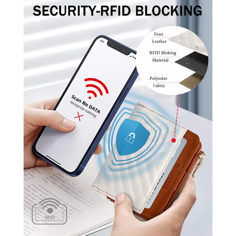 Sunpour Small Bifold Wallets Woman RFID Mini Wallet for Women