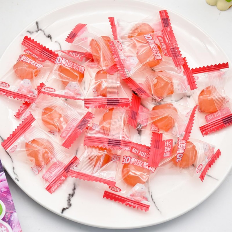 Peelable Crystal Fruit Gummies,4D Chewy Candies with 50% Real Juice,