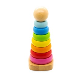 AFH Webshop Stacking Tower Multi Made of Wood, Ring Pyramid, Plug-in Toy, Sorting Game, for Children from 3 Years