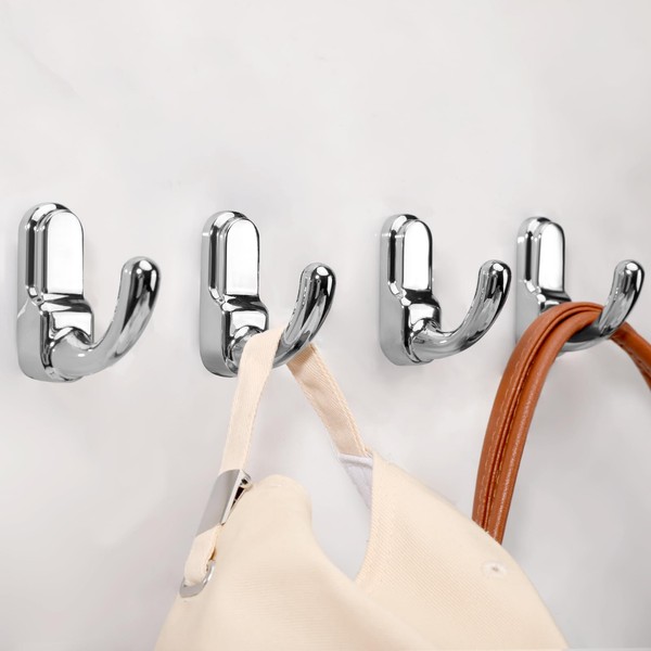 Metaliby 4 Pack Bathroom Hooks for Towels, Polished Chrome Towel