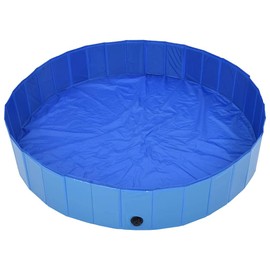 vidaXL Dog Swimming Paddling Pool - Foldable and Portable - PVC Material - Indoor and Outdoor Use - Anti-Slip Surface - Blue - 63"x11.8" Size