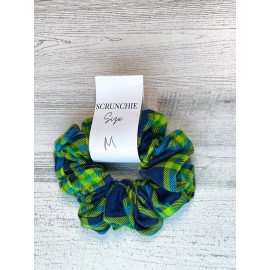 Raven Lane Blue & Green Flannel Scrunchie | Big Scrunchies Fashion Hair Ties Medium Volume