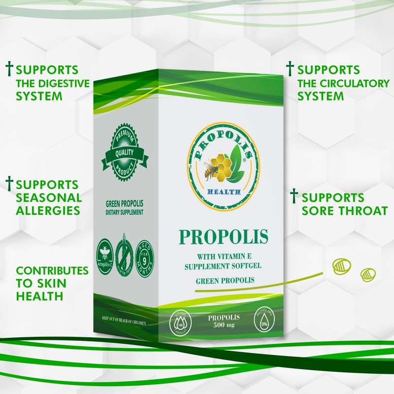 Propolis Health Propolis Capsules 1000mg-Daily with Vitamin E Per dose