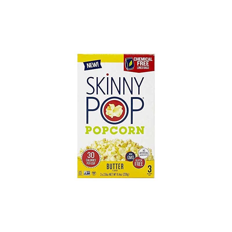 Skinny Pop Microwave Butter Popcorn, 8.4 oz (Pack of 2)
